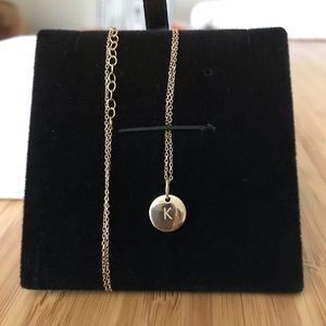 Mejuri 14k Gold Engraved Letter “K” Round Pendant & Necklace